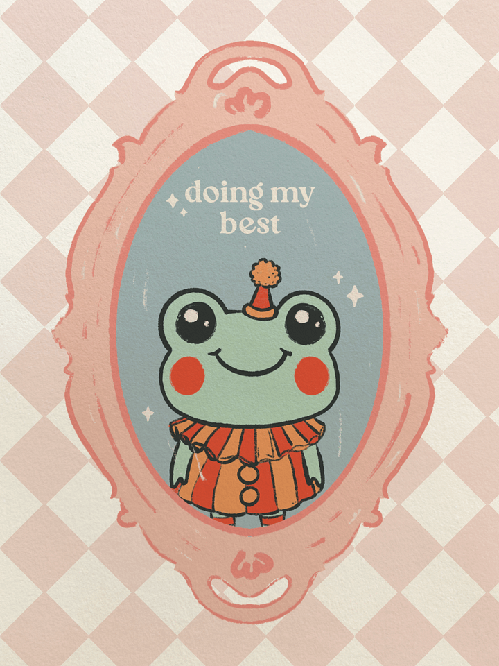 'Doing My Best' Clown Frog 5x7 Print product image (2)