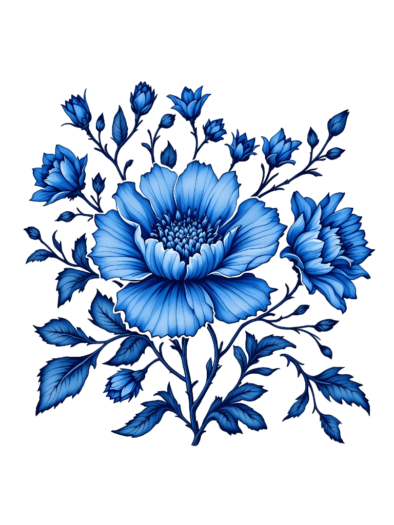 24 Vintage Blue Floral Sketches, Digital Clipart, Botanical Illustrations, Wedding Invitations, Scrapbooking, Card Making, Wall Art Prints product image (7)