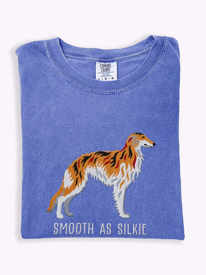 Smooth as Silkie T-Shirt(Embroidered) of a Silken Windhound(Brindle) product image (1)