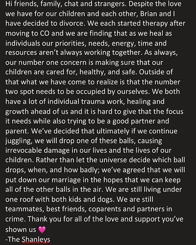Our marriage is coming to an end but we will never stop being a family 🩷