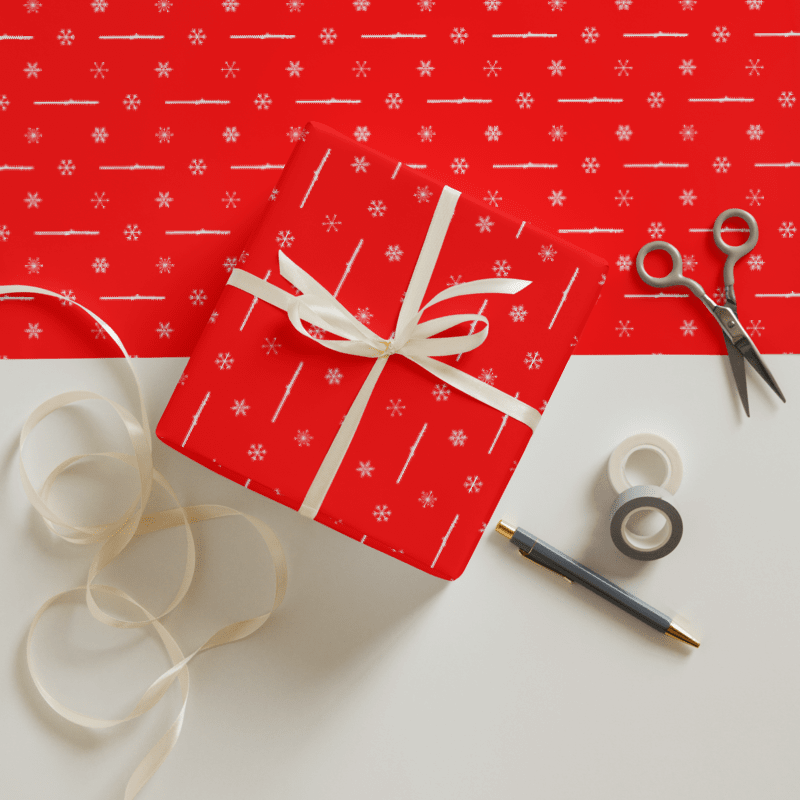 Flutes and Snowflakes - Alto - Red Gift Wrap Paper product image (3)