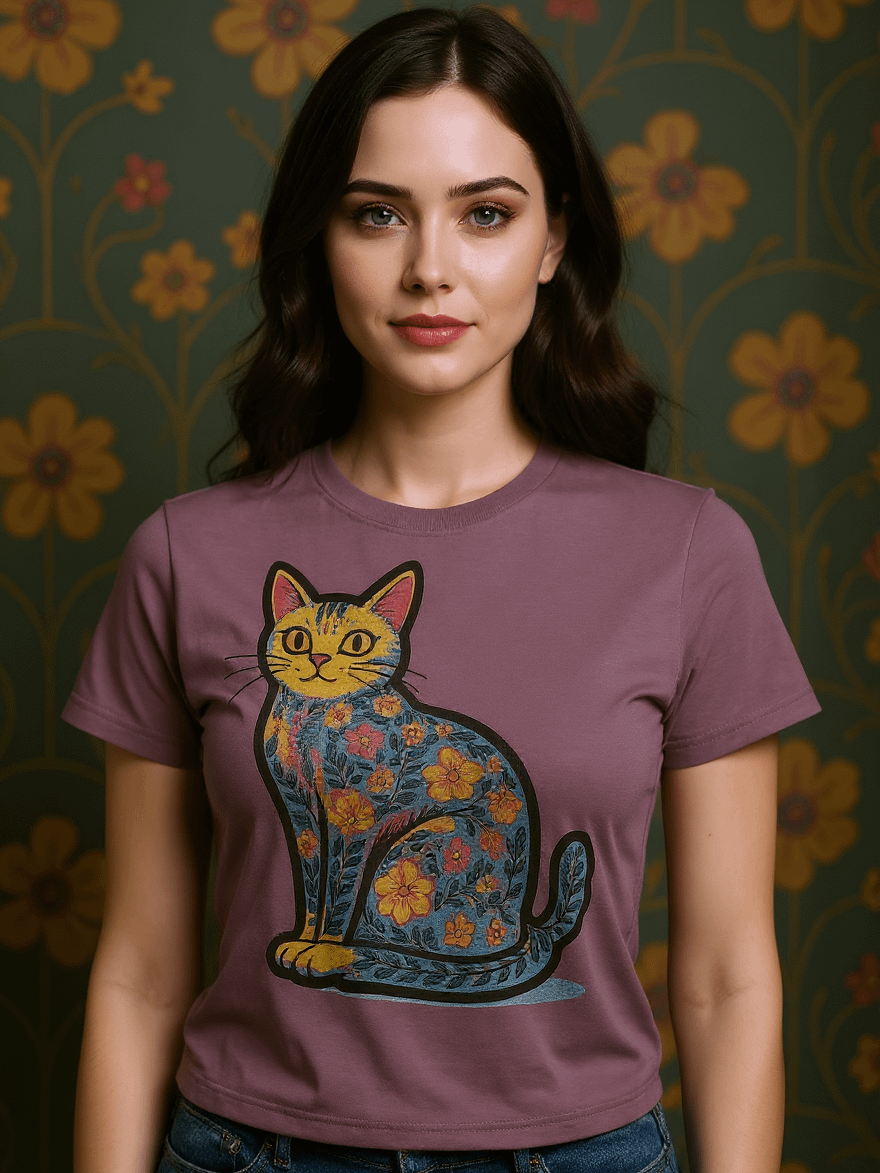 Floral Feline Fantasy T-Shirt product image (2)