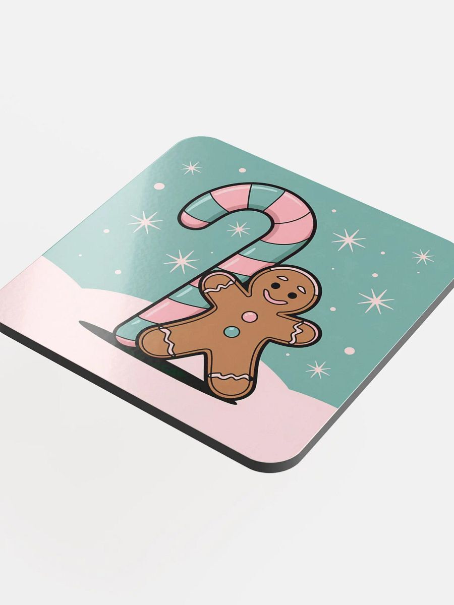 Festive Candy Cane and Gingerbread Man Cork Coaster product image (4)