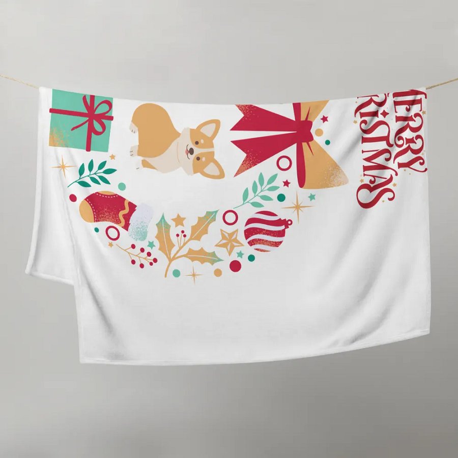 Merry Christmas Corgi Throw Blanket product image (9)