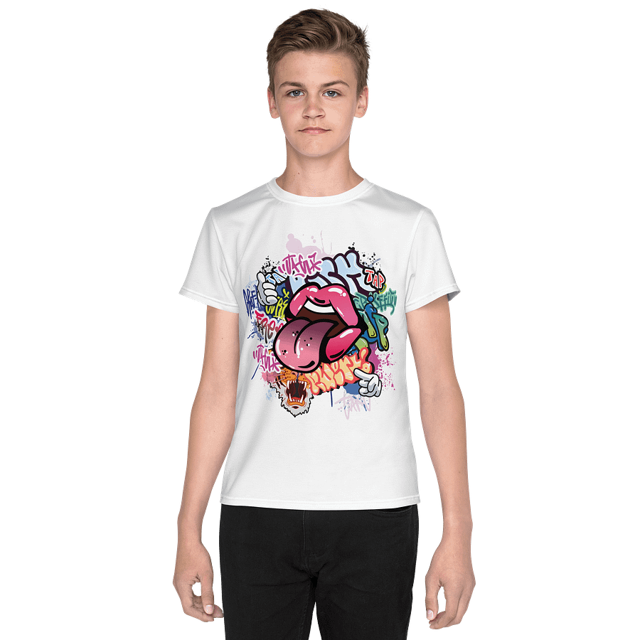 Youth Crew Neck T-Shirt Street Graffiti Graphic All-Over Print product image (1)
