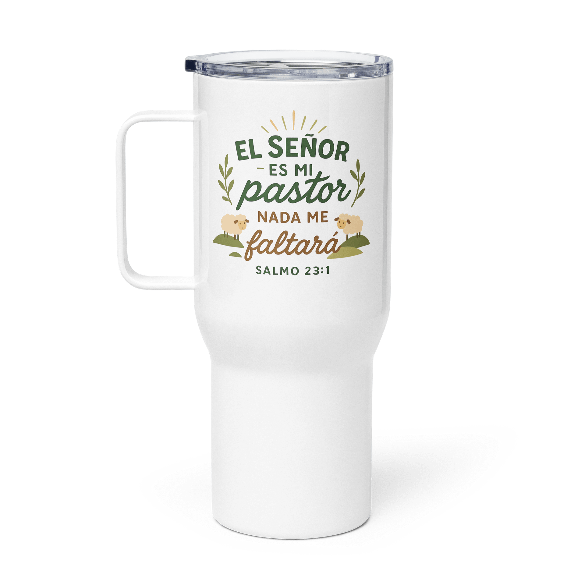 Christian Travel Mug – “El Señor es mi Pastor” – Spanish Scripture with Handle product image (1)