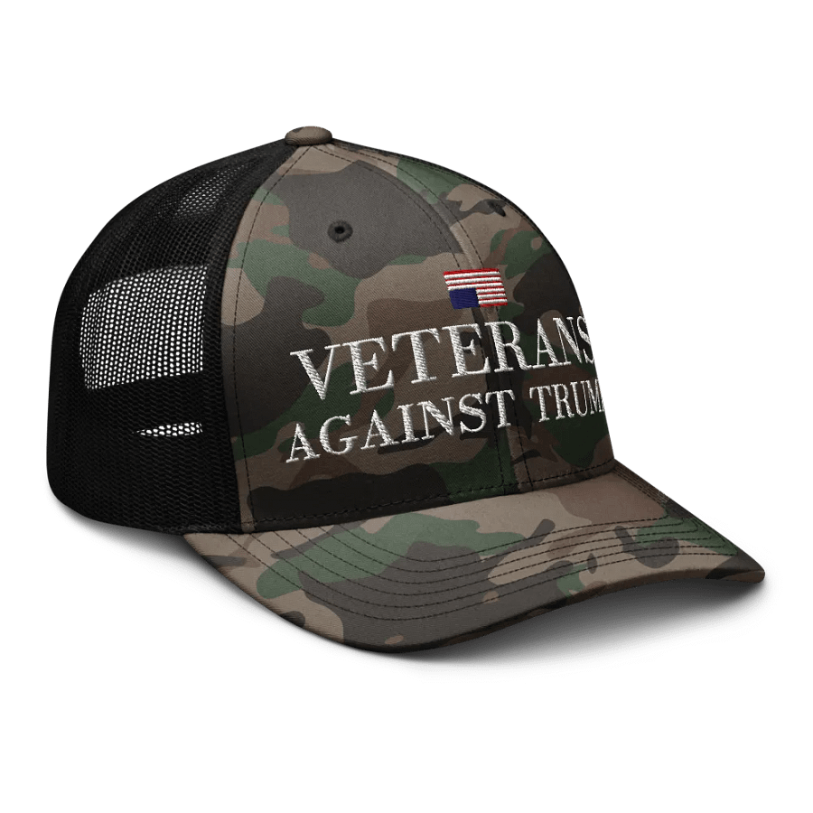 Veterans Against Trump Camp Trucker Hat. (Distress Flag) product image (6)