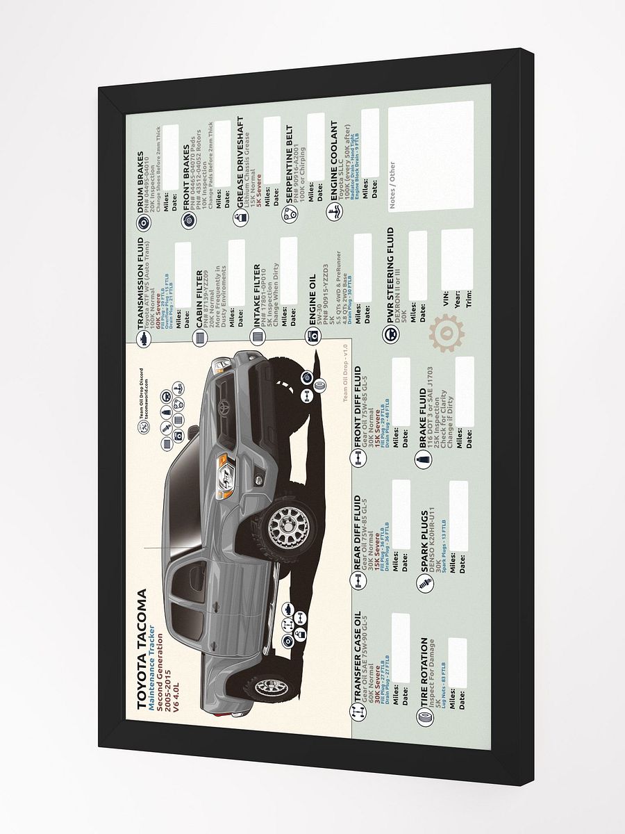 2nd GEN MAINTENANCE TRACKER V1.0 - Silver (FRAMED) product image (3)