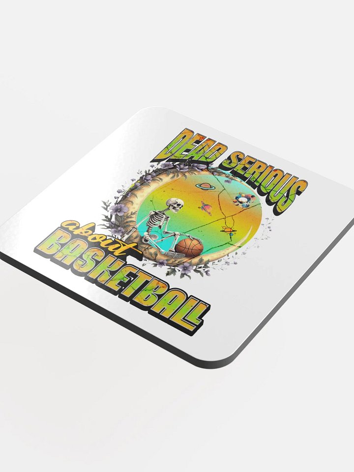 Dead Serious About Basketball Skeleton Cosmic Hoops Cork Coaster product image (1)