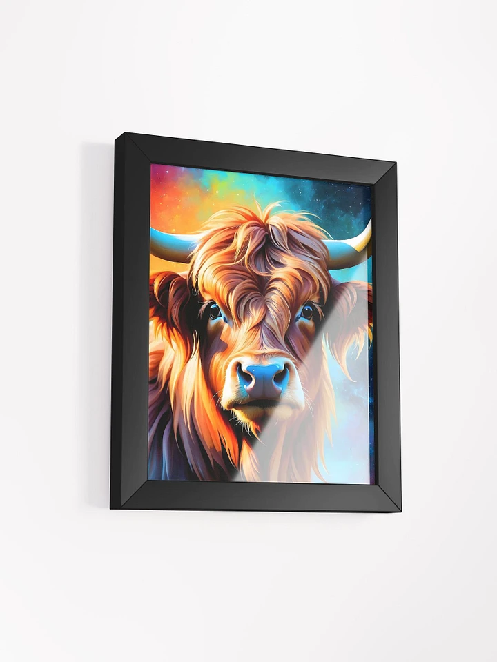 Highland Cow Wall Art Painting Framed Matte Poster : Fantasy Highland Cow Space Galaxy product image (1)