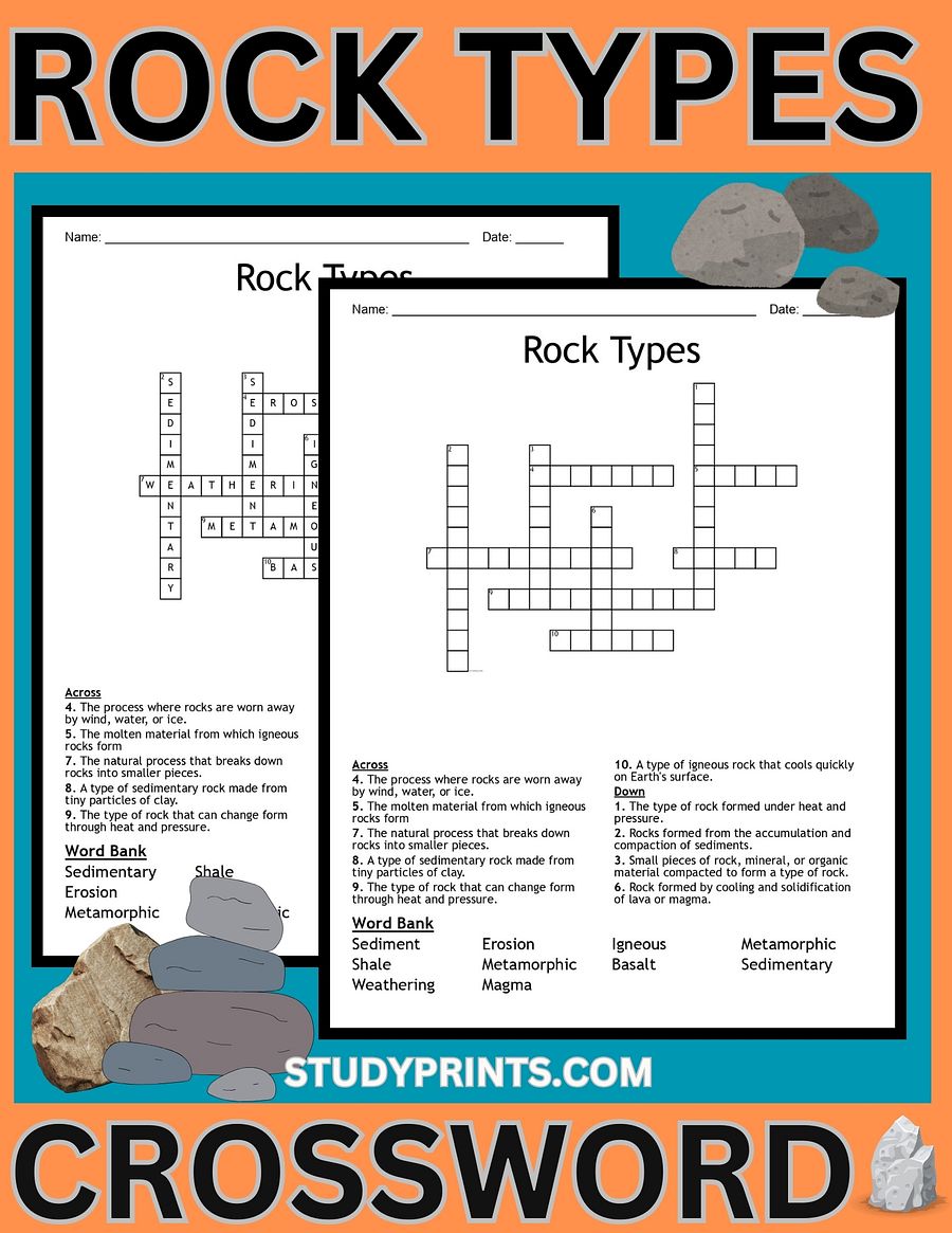 Three Types of Rocks Crossword Puzzle product image (1)