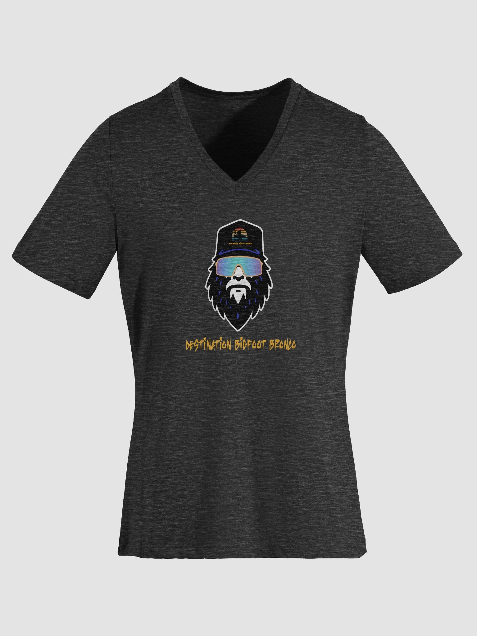 Destination Bigfoot Bronco Bigfoot Logo Bella+Canvas Women's Relaxed V-Neck T-Shirt (Dark Heather Grey) product image (6)