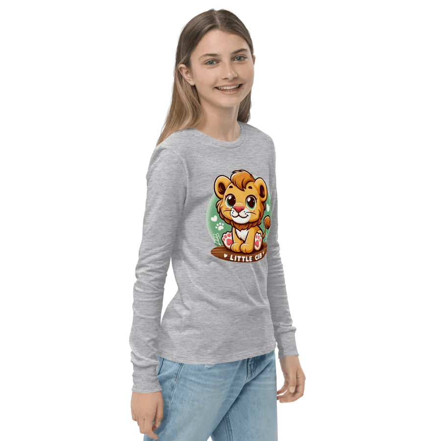 Cheerful Lion Cub Youth Long Sleeve T-Shirt product image (23)