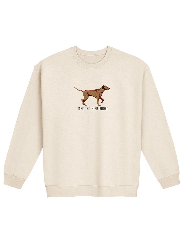 Take the High Rhode Sweatshirt (Embroidered) of a Rhodesian Ridgeback(Tan) product image (21)