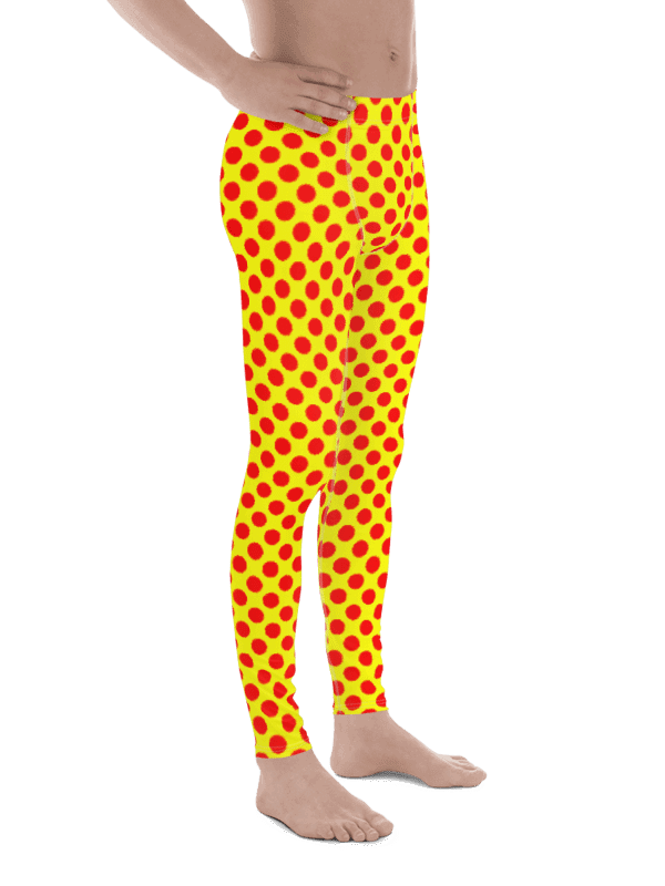 Red Polka Dots on Yellow Men's Leggings product image (4)