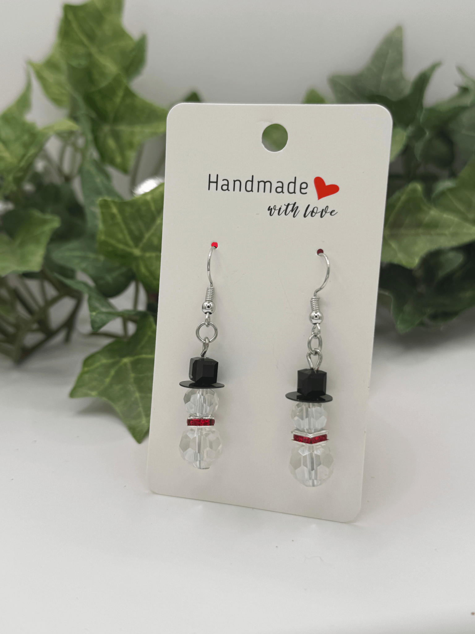 Snowman Earrings (Red, Silver and Green) product image (1)