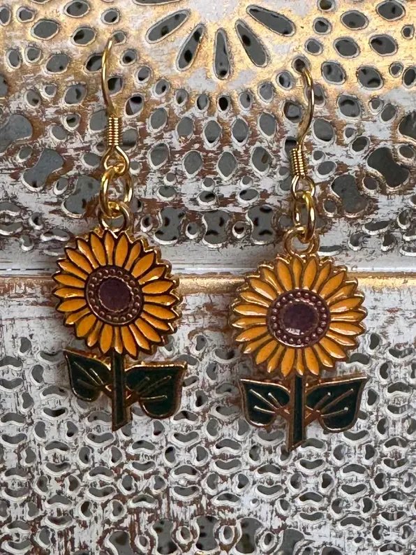 Handmade Sunflower Enamel Earrings product image (2)
