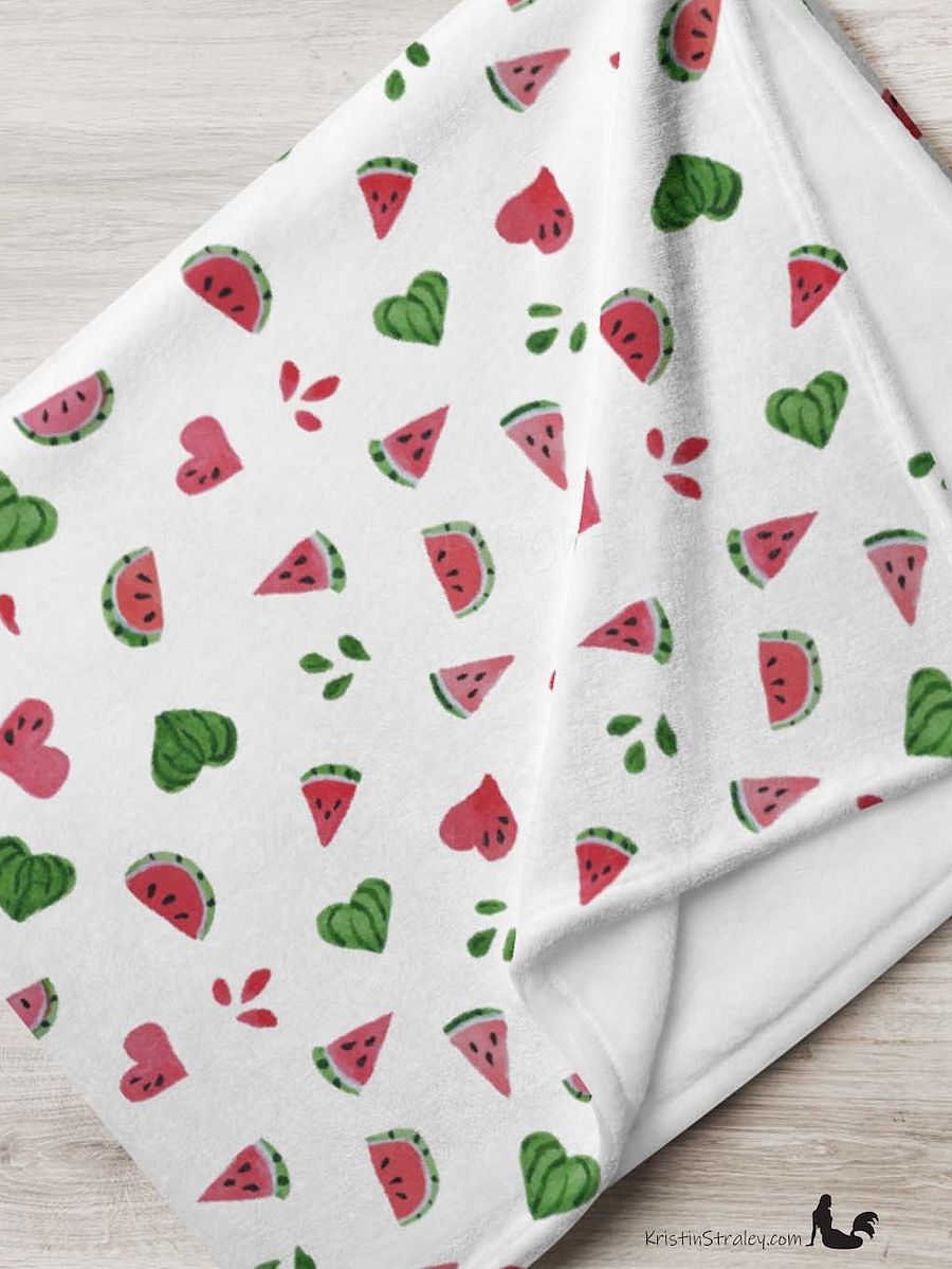 Watermelons and Hearts Fleece Throw Blanket product image (5)