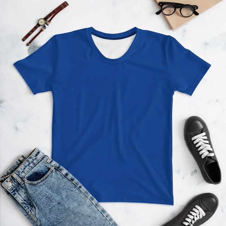 Plain Ocean Blue True Summer Women's Crewneck Polyester Heavyweight Premium T-Shirt by Treasure Pie product image (1)