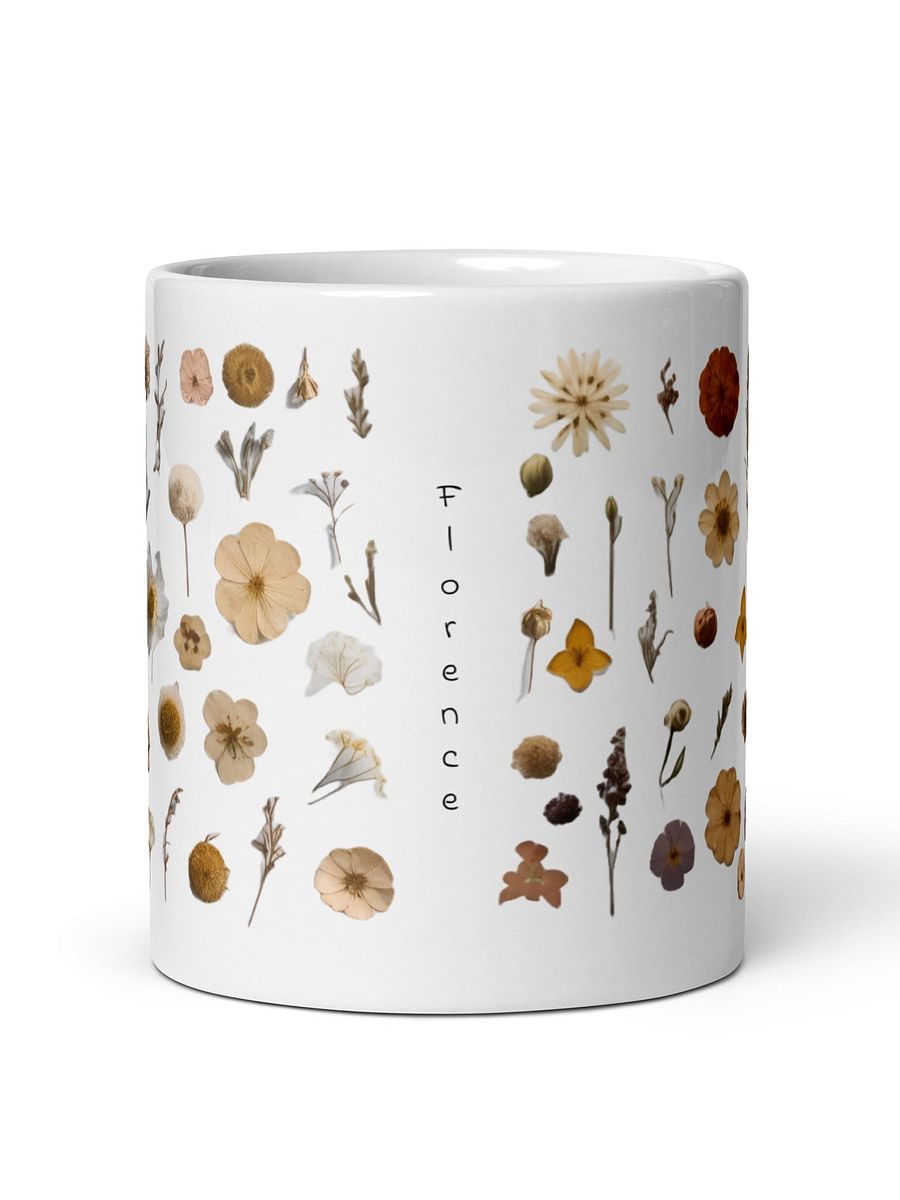 Personalized Pressed Flowers White Glossy Mug product image (3)
