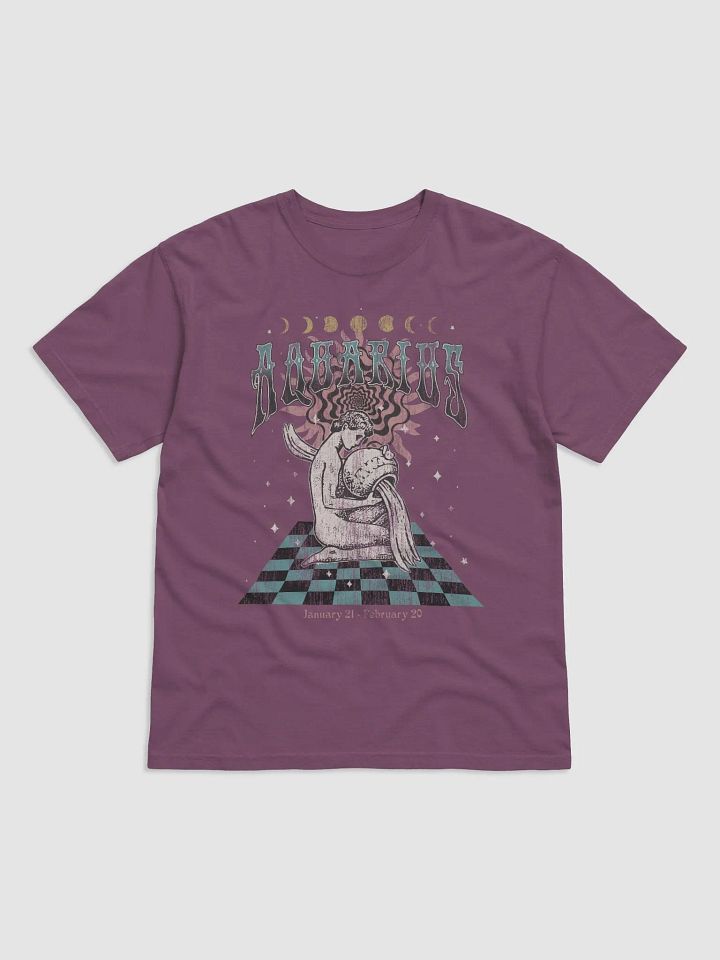 Aquarius Zodiac Sign Tee | Art Nouveau-Style Grunge Streetwear T-Shirt for January 20 and February 18 Birth Months product image (2)