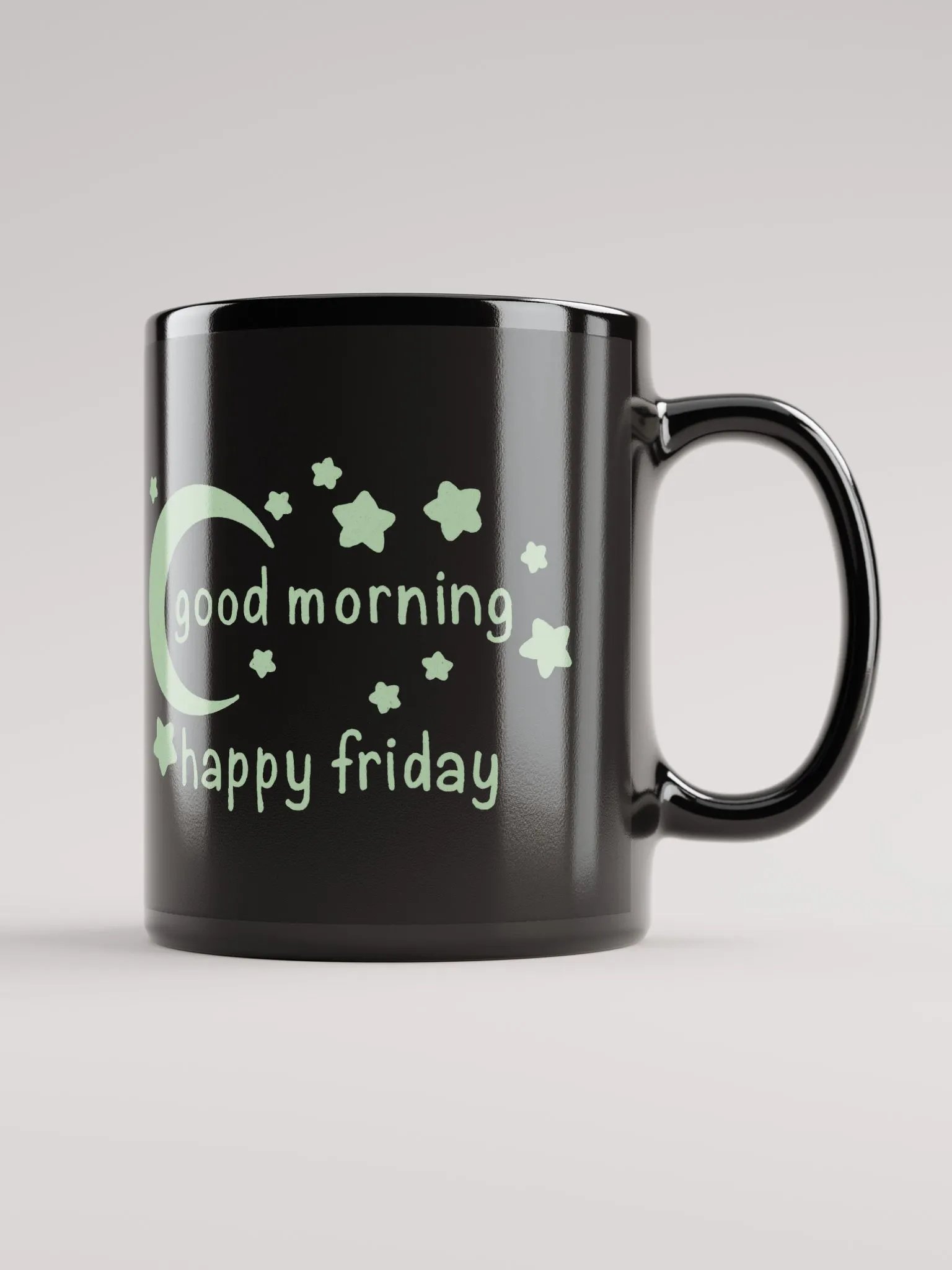 "Good Morning Happy Friday" Black Gloss Mug product image (1)
