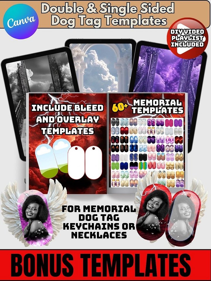 Silver Members Only - Editable Dog Tag Templates with 60 Plus Pre-Designed Background Images - Editable in Canva product image (2)