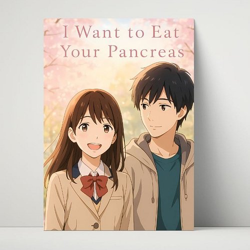 A soft, heartfelt moment captured in a single metal print — Sakura and Haruki framed by warm spring light, bringing the emoti...