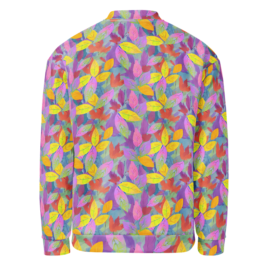 Yellow Pink Leaves Bomber Jacket product image (2)