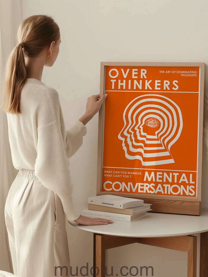 OverThinkers Wall art Poster Orange White product image (1)