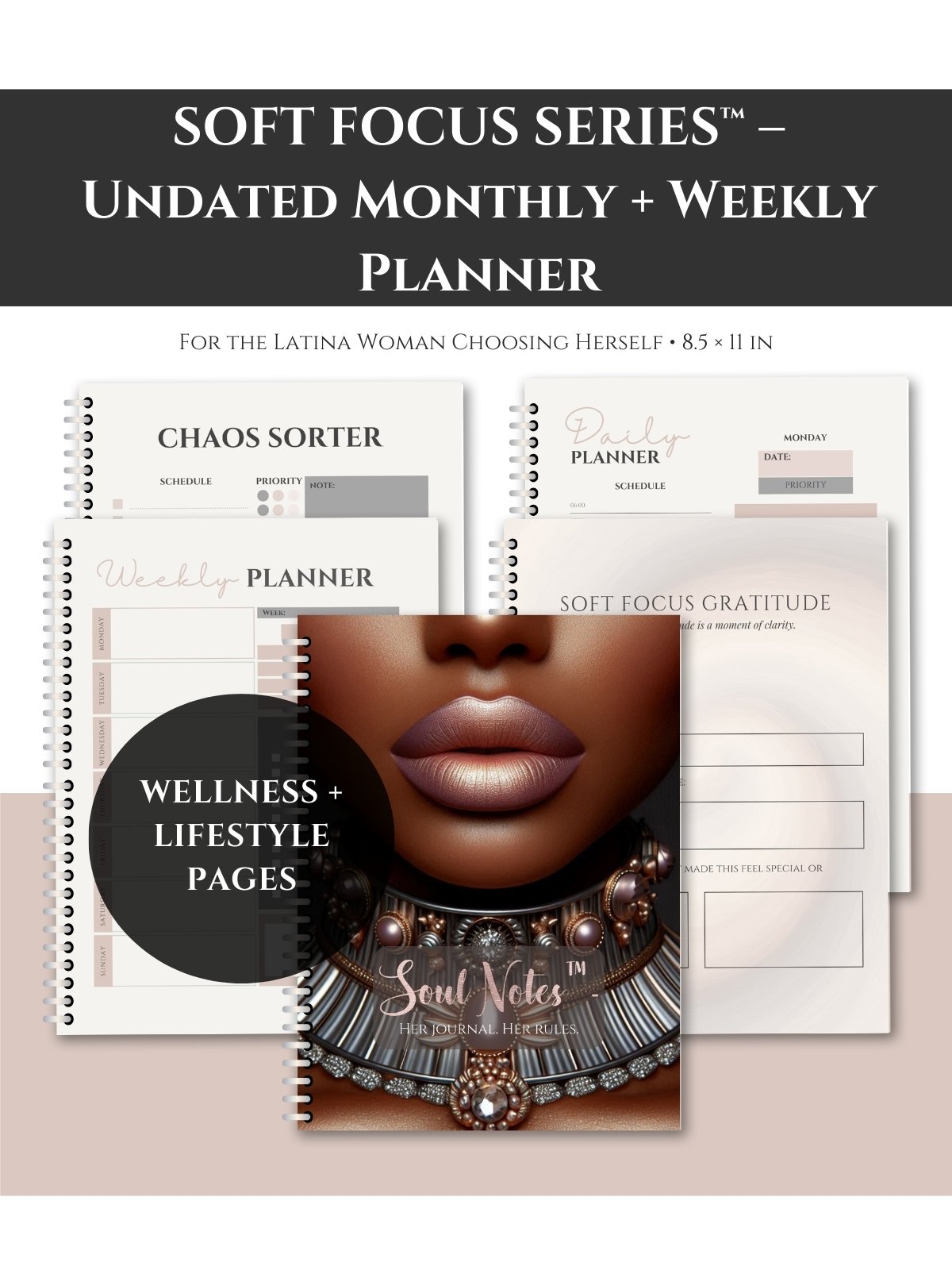 Soft Focus Series™ – Undated Monthly & Weekly Planner | Latina Woman Edition product image (3)
