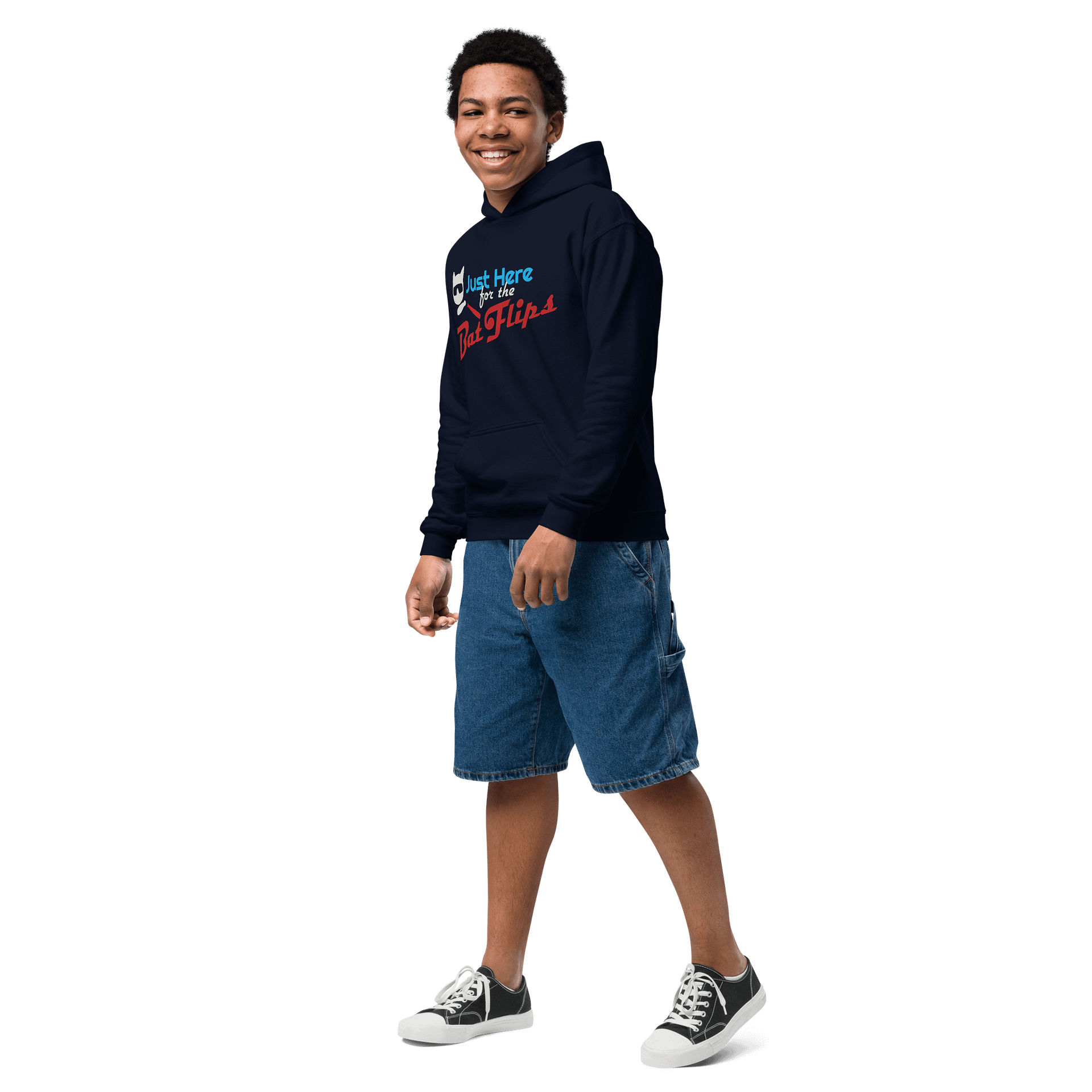 Baseball Cat (Just Here for The Bat Flips) - Unisex Youth Hoodie product image (3)