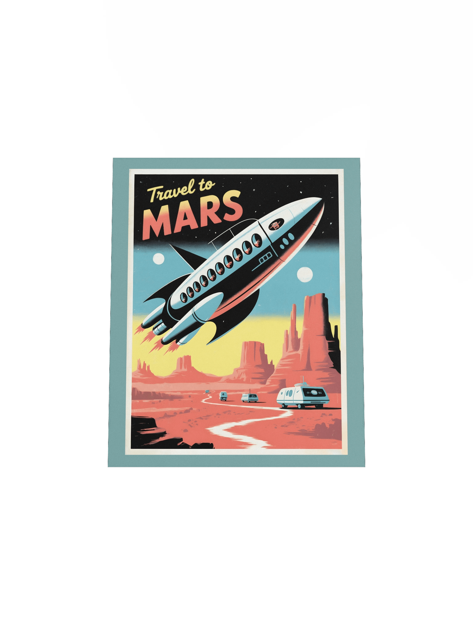 Travel to Mars – Retro Vintage Style Poster - Stellar Sci-Fi Wall Art product image (5)