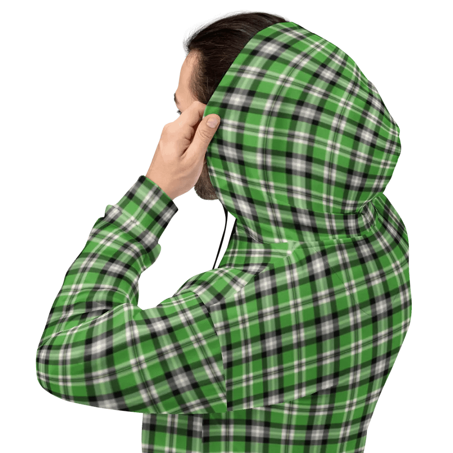 Bright Green, Black, and Gray Plaid Hoodie product image (8)
