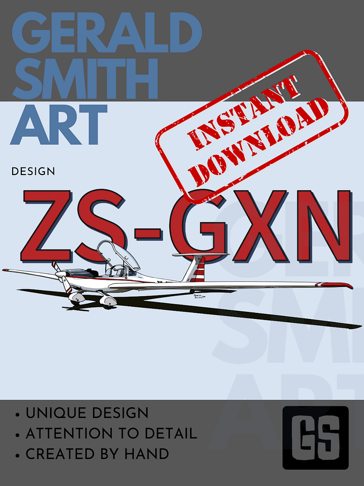 Hoffman Dimona H36 ZS-GXN Glider Digital Printable Art Aviation Gift with Blue Background product image (2)