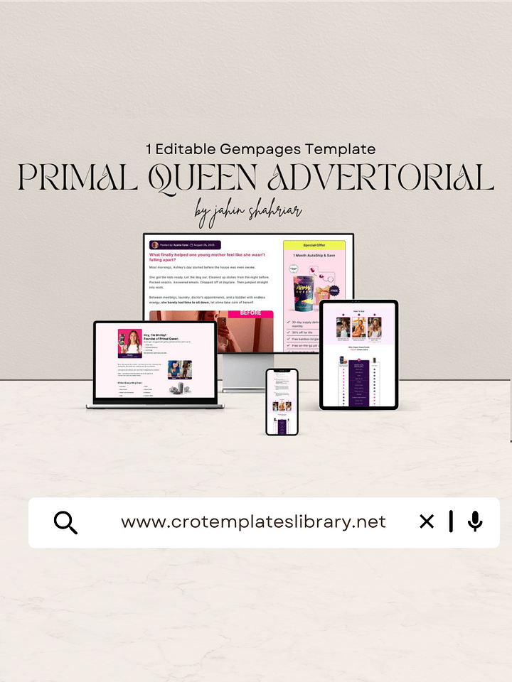 Primal Queen Shopify Advertorial Template product image (1)
