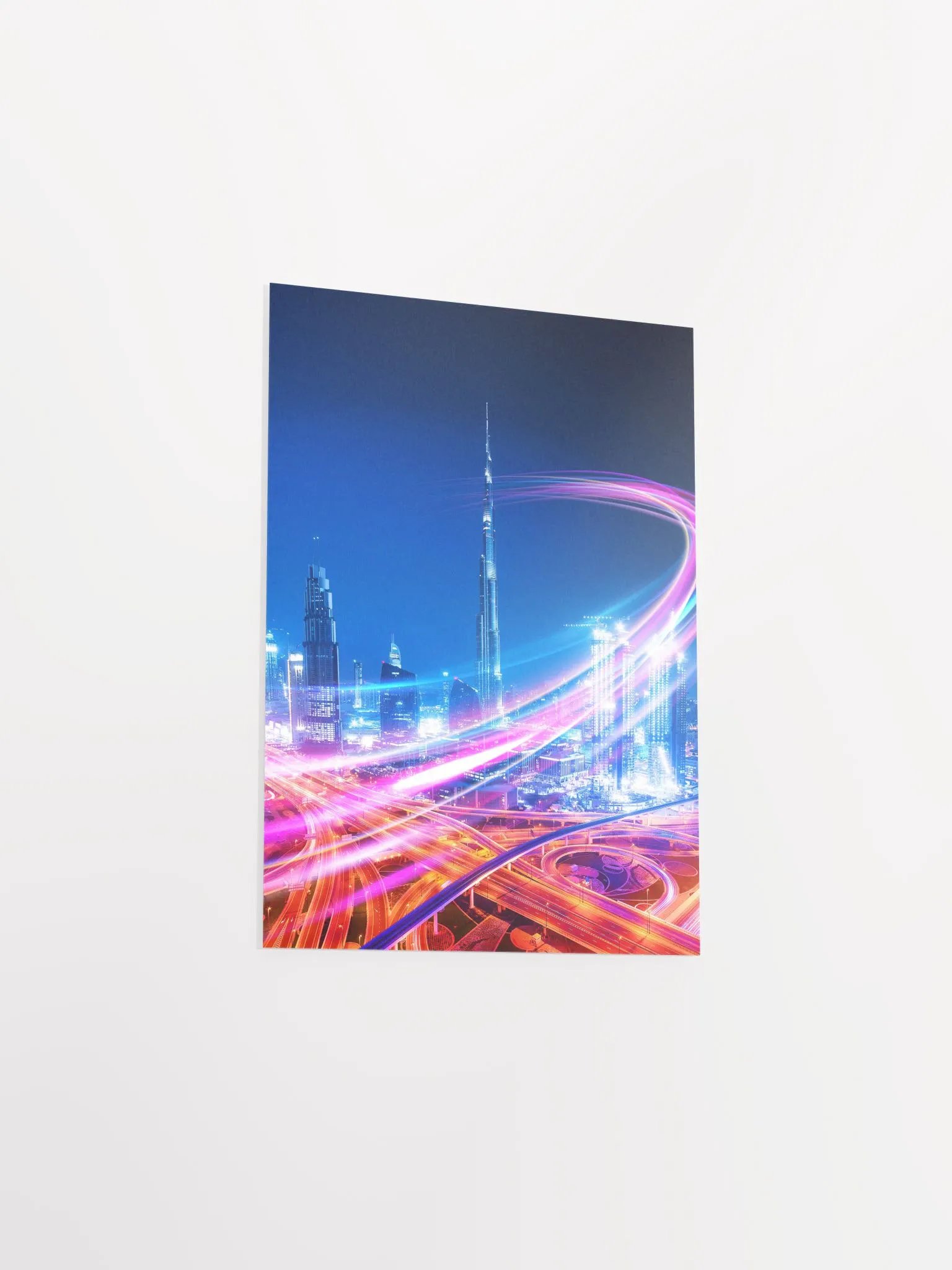 Neon city: Dubai, Burj Khalifa #2 (synthwave/vaporwave/retrowave/cyberpunk) — aesthetic poster product image (8)