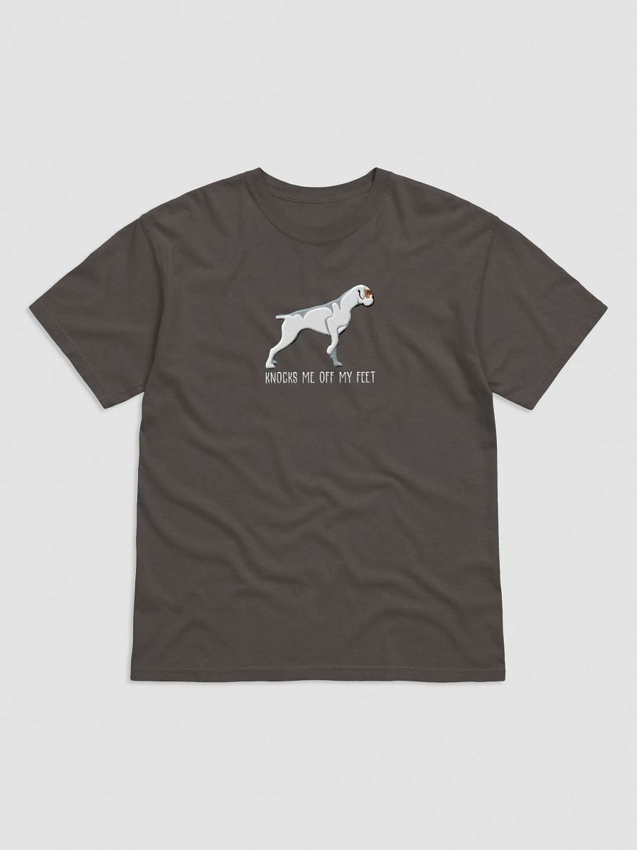 Knocks Me Off My Feet T-Shirt(Embroidered) of a Boxer(White) product image (1)