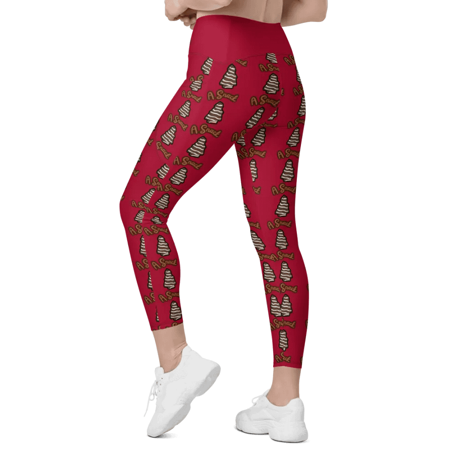 Chocolate Holiday Snack Cake All-Over Print Red Crossover Leggings with Pockets product image (11)