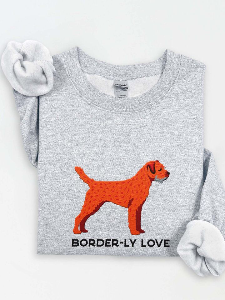 Border-ly Love Sweatshirt (Embroidered) of a Border Terrier(Red) product image (1)
