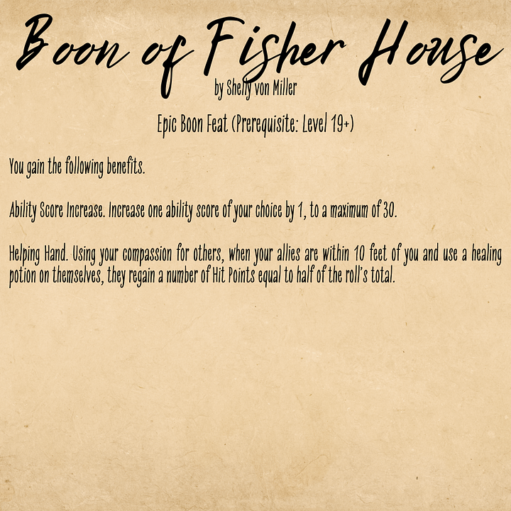 Boon of Fisher House (Homebrewed Epic Boon Feat) product image (1)