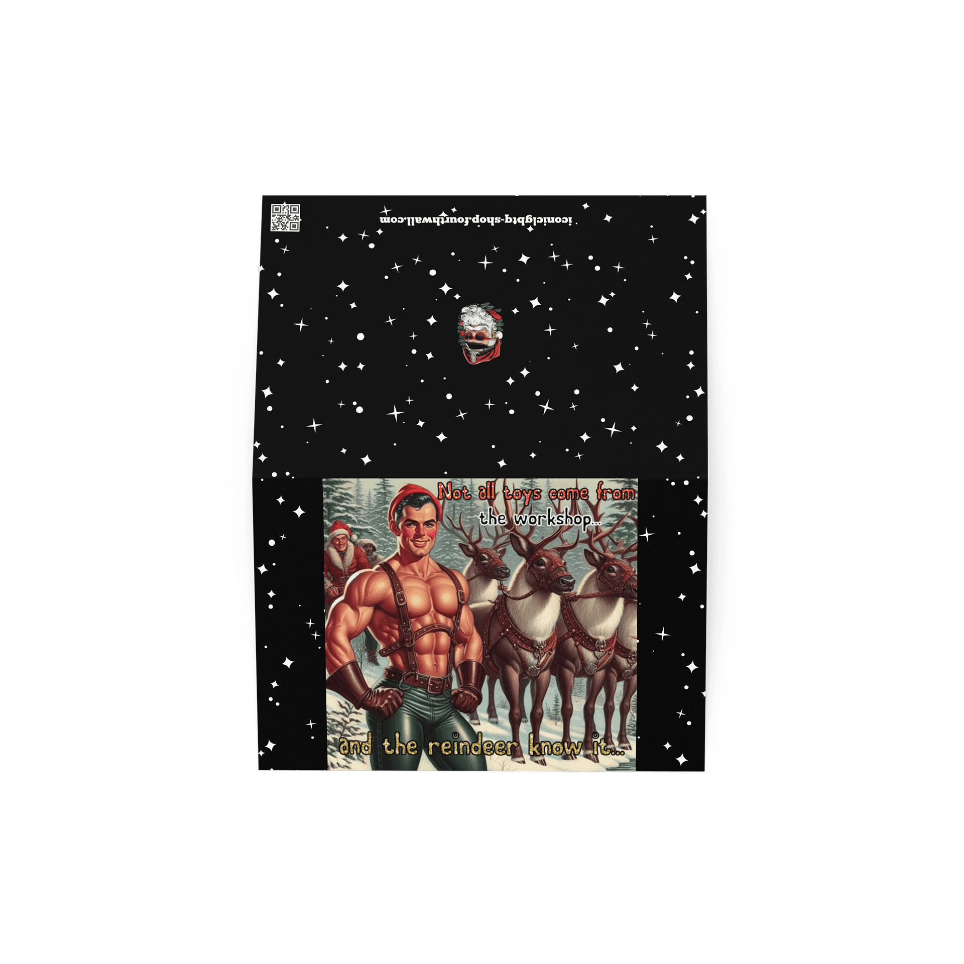 Camp Christmas Gay Leather Collection "The Reindeer Know It!" Gay Leather Christmas Card product image (2)