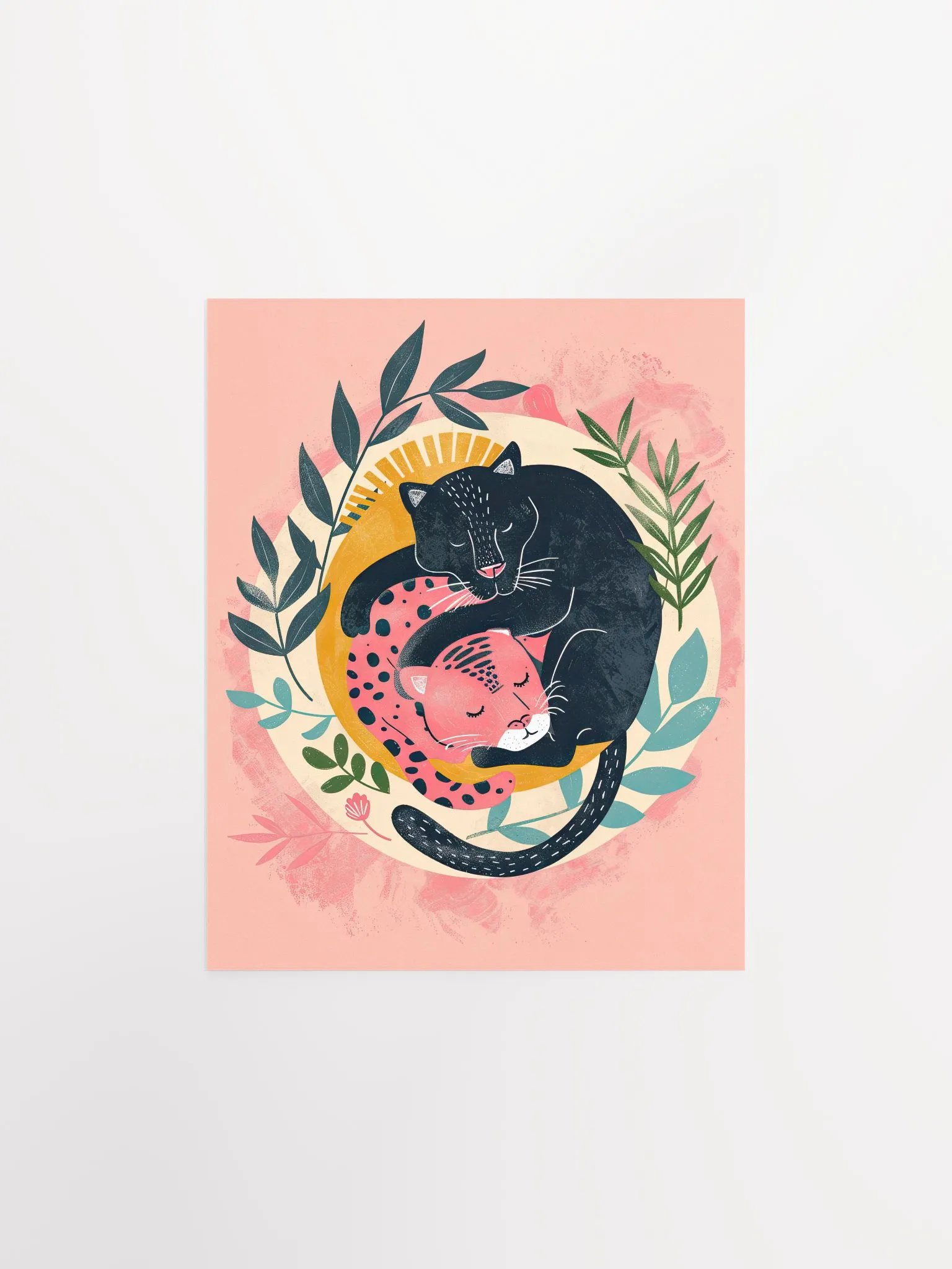 Yin-Yang Leopards Lover Felines Whimsical Art Print product image (11)