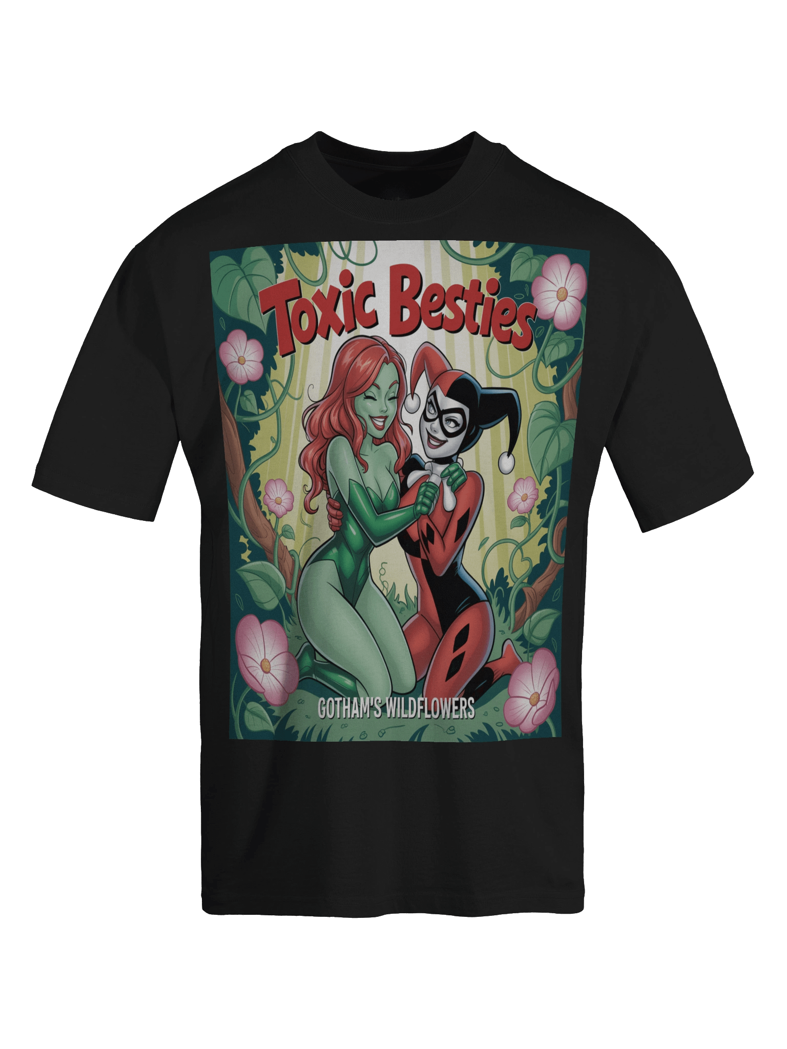 Toxic Besties: Poison Ivy & Harley Quinn Gotham Wildflowers Oversized Faded Unisex T-Shirt product image (1)