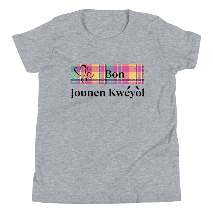 Kwéyòl Hearts Madras Youth T-Shirt product image (1)