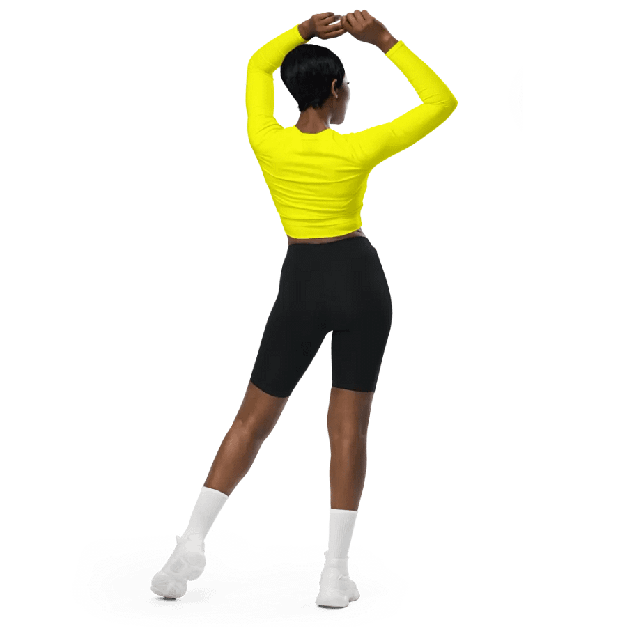 Plain Color Yellow Long Sleeve Crop Top product image (3)