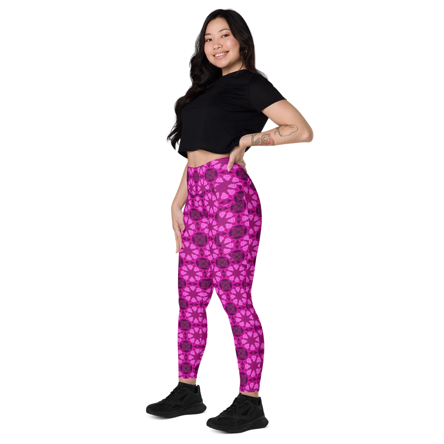 Abstract Raspberry Shapes Repeating Pattern Ladies Leggings product image (25)