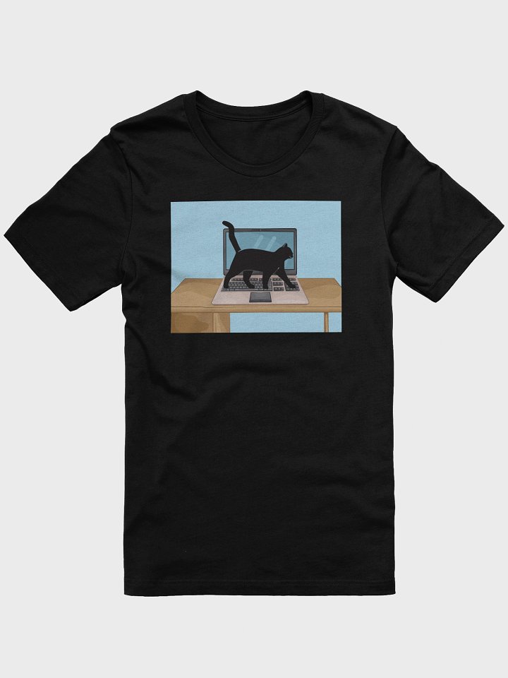 Black Cat Walking on Laptop - T-Shirt product image (3)