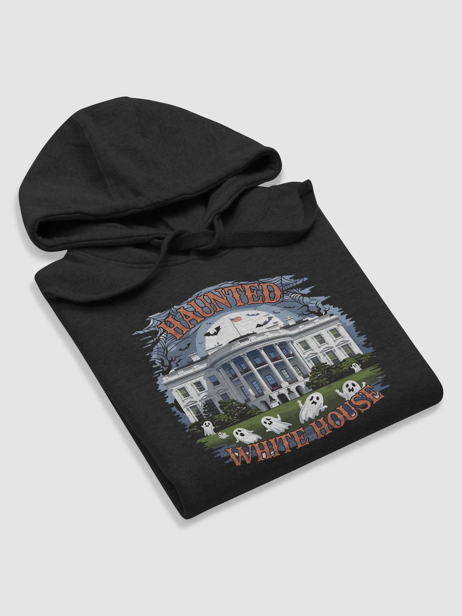 Haunted White House Halloween Hoodie, Spooky Ghosts & Bats Design, Presidential Halloween Hoodie, 2024 Fall Apparel product image (24)