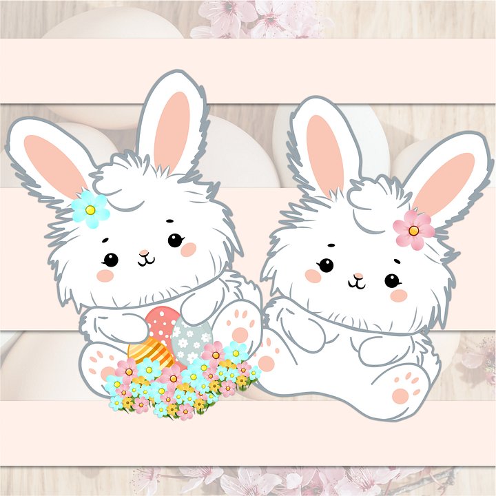 Easter Bunny Kawaii Style Clipart and Sticker product image (2)